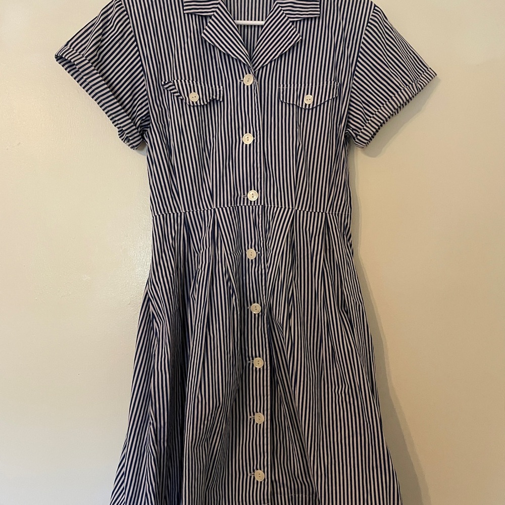 Vintage Navy and White Striped Dress